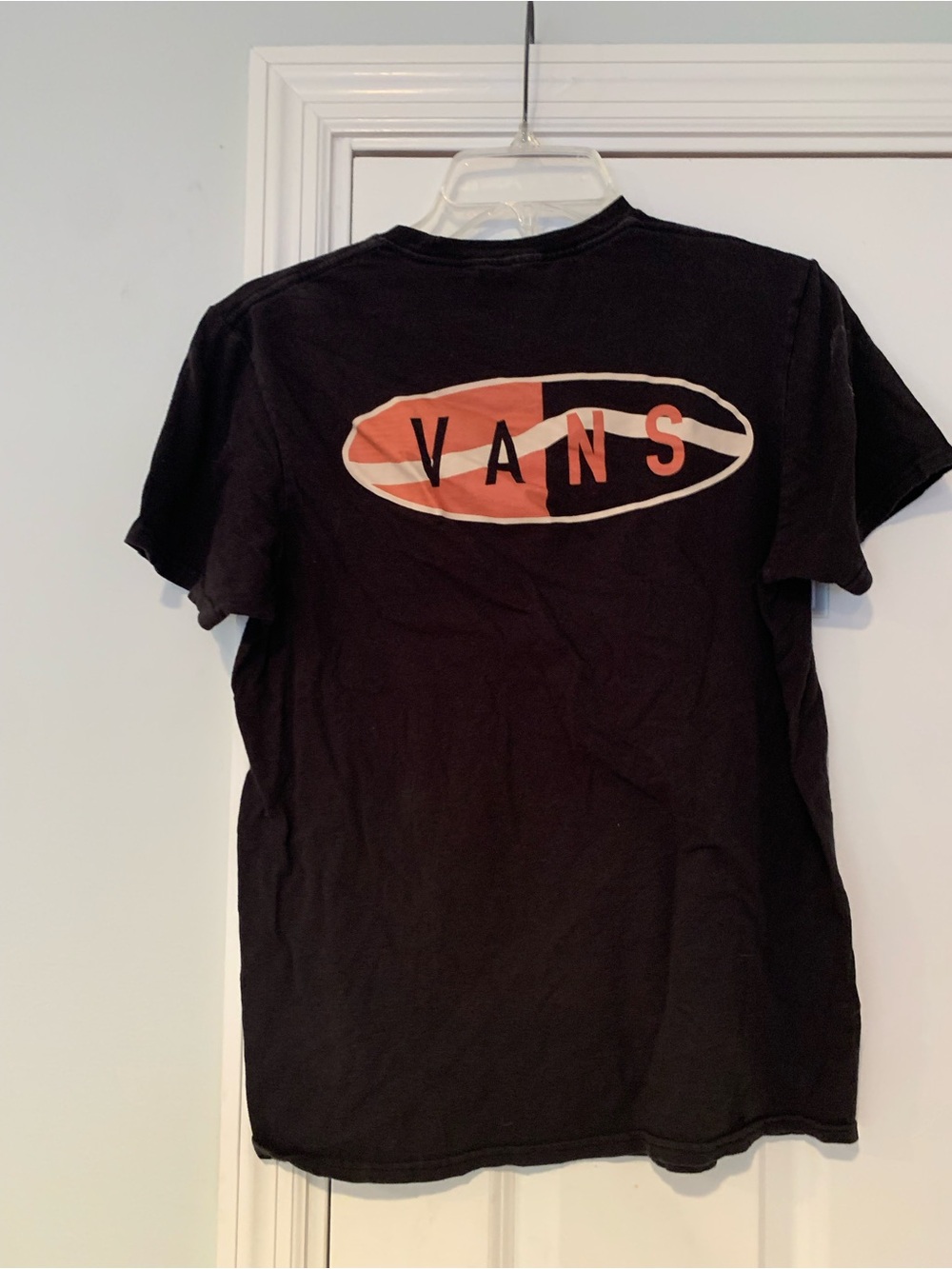 Vans Black Tee with Red and Cream Oval Logo